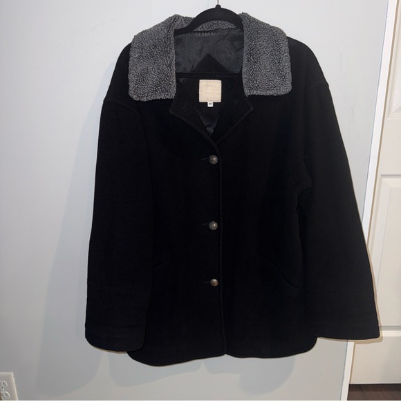 J. Jill Jackets & Blazers - J. Jill Wool Blend Coat Women’s Size Medium Black Pea Coat Mid Length 3 Button